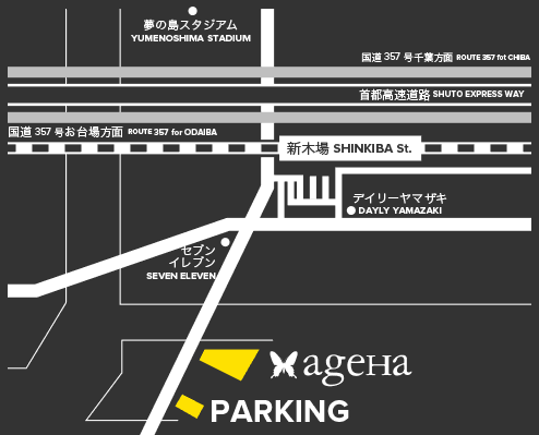 ageHa 駐車場の地図